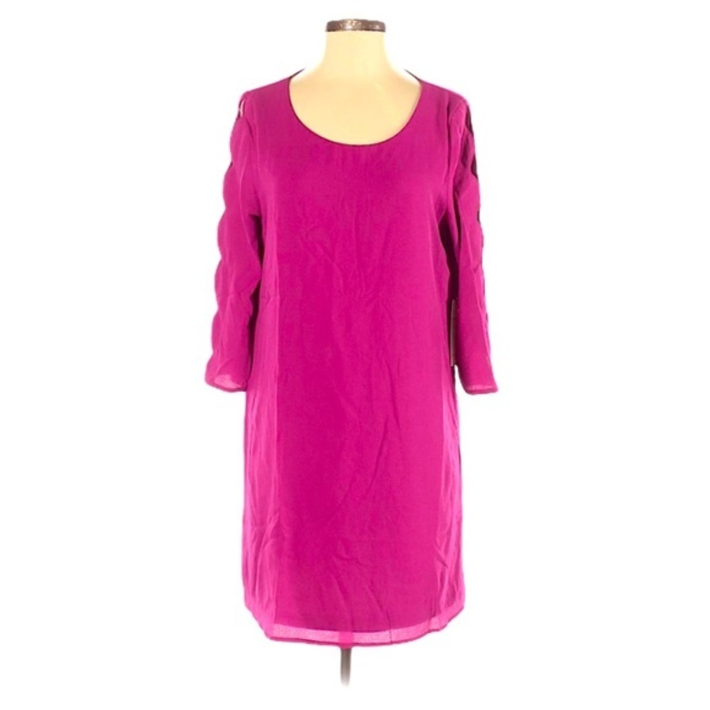 NWT She & Sky S pink cut out sleeve scoop‎ neck shirt shift A line dress